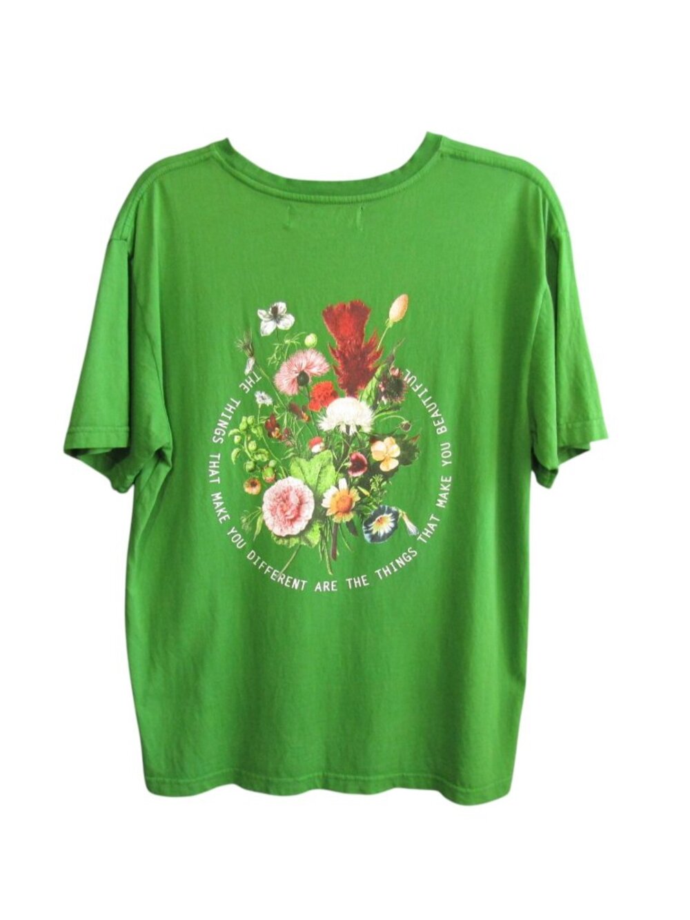 Seek Discomfort Yes Theory T Shirt M Green Floral Graphic Different Beautiful